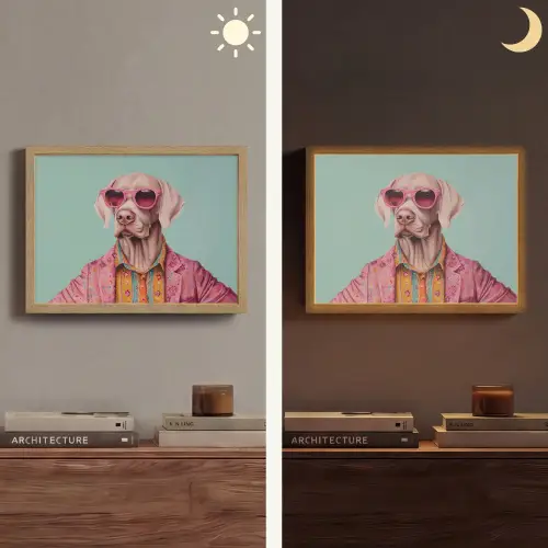 Hond - Overhemd - Bloemen - Bril Light Box met batterij (Wandlamp) middel -sfeer3