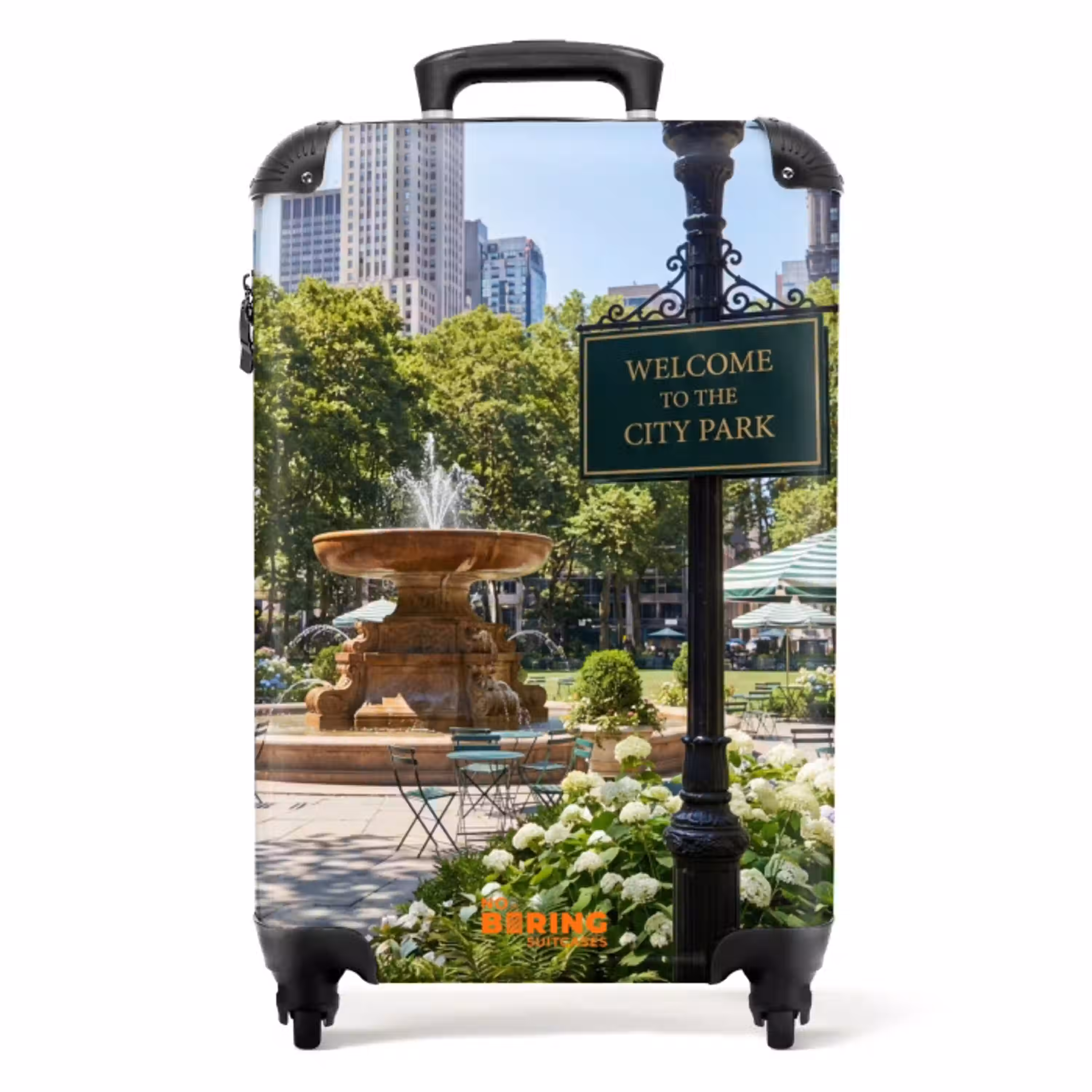 Park - Fontein - Stad - Natuur NBS - Handbagage koffer - Volwassenen Unisex middel -productfoto_recht
