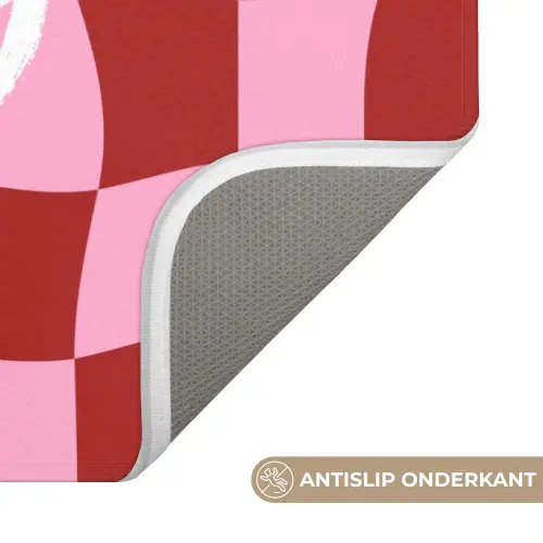 Pinky up - Geblokt - Bordeauxrood Badmat klein -USP_AntislipNL