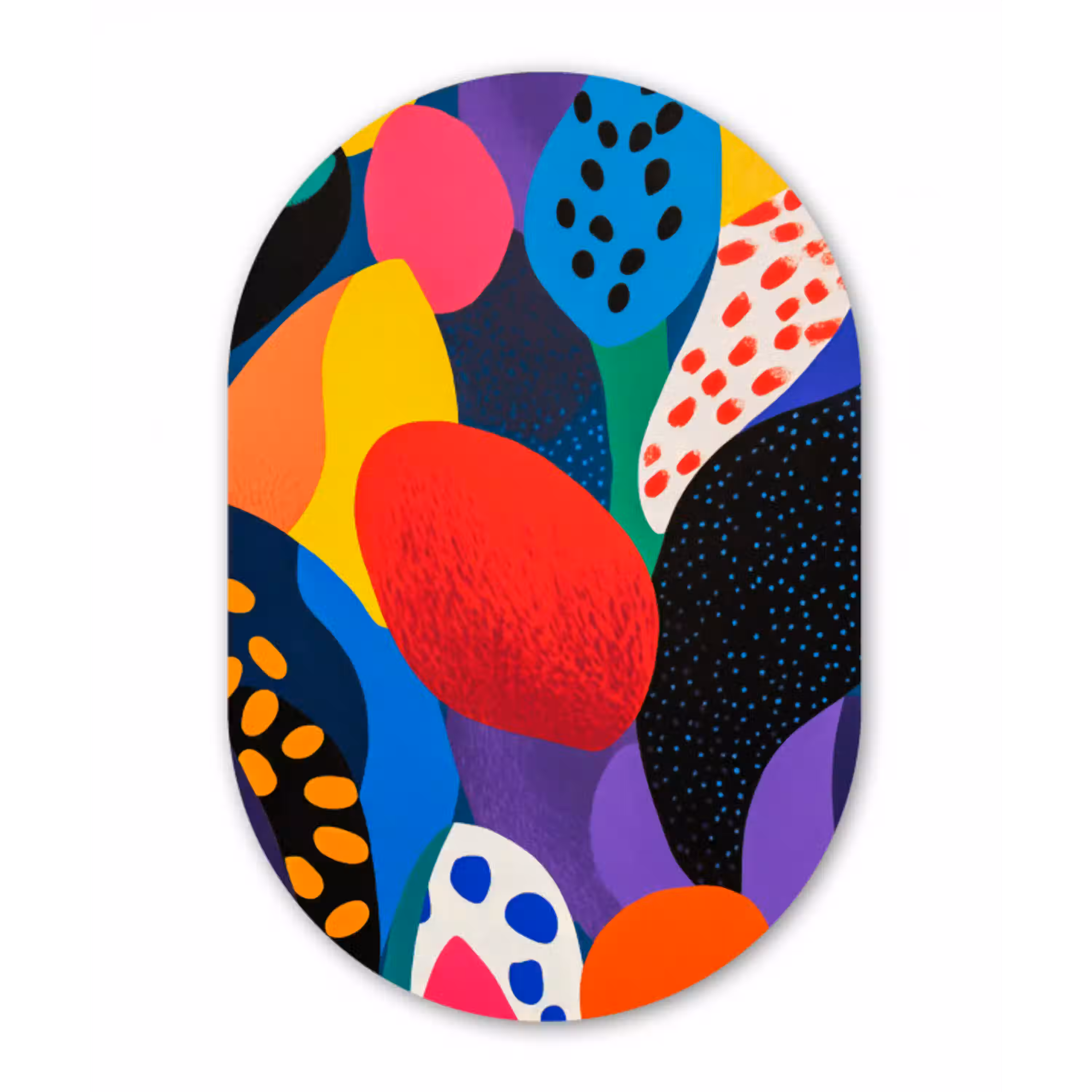 Bloemen - Bladeren - Abstract - Rood Wandcirkel Ovaal Aluminium middel -3d