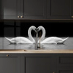 Zwanen - Hart - Zwart - Wit keuken achterwand 2 middel -sfeer1