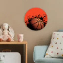 Basketbal - Verf - Sport - Oranje Wandcirkel kunststof plaat 5mm dik klein -tsfeer1_kind