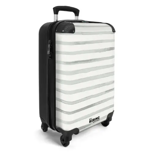 Grijze aquarelstrepen op wit NBS - Handbagage koffer - Volwassenen Unisex middel -productfoto_3d