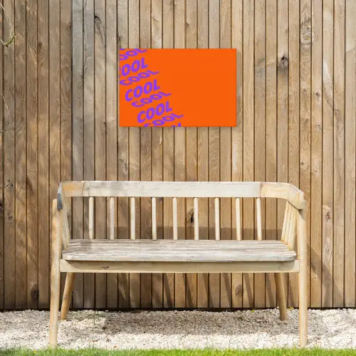 Cool - Paars - Oranje Tuinposter op houten frame 2 cm dik klein -sfeer4