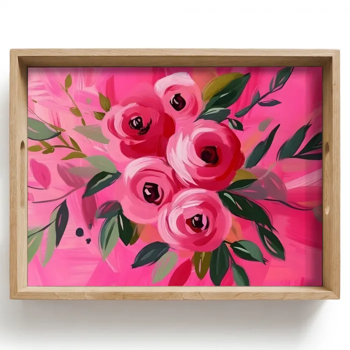 Bloemen - Verf - Roze Dienblad Rechthoek middel -z3d_shopping