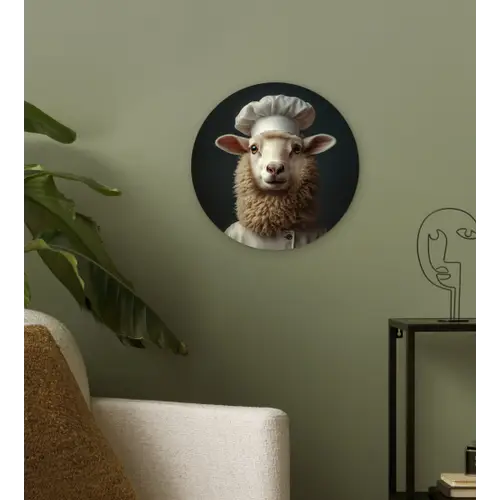 Schaap - Wol - Kok Wandcirkel plexiglas klein -sfeer3