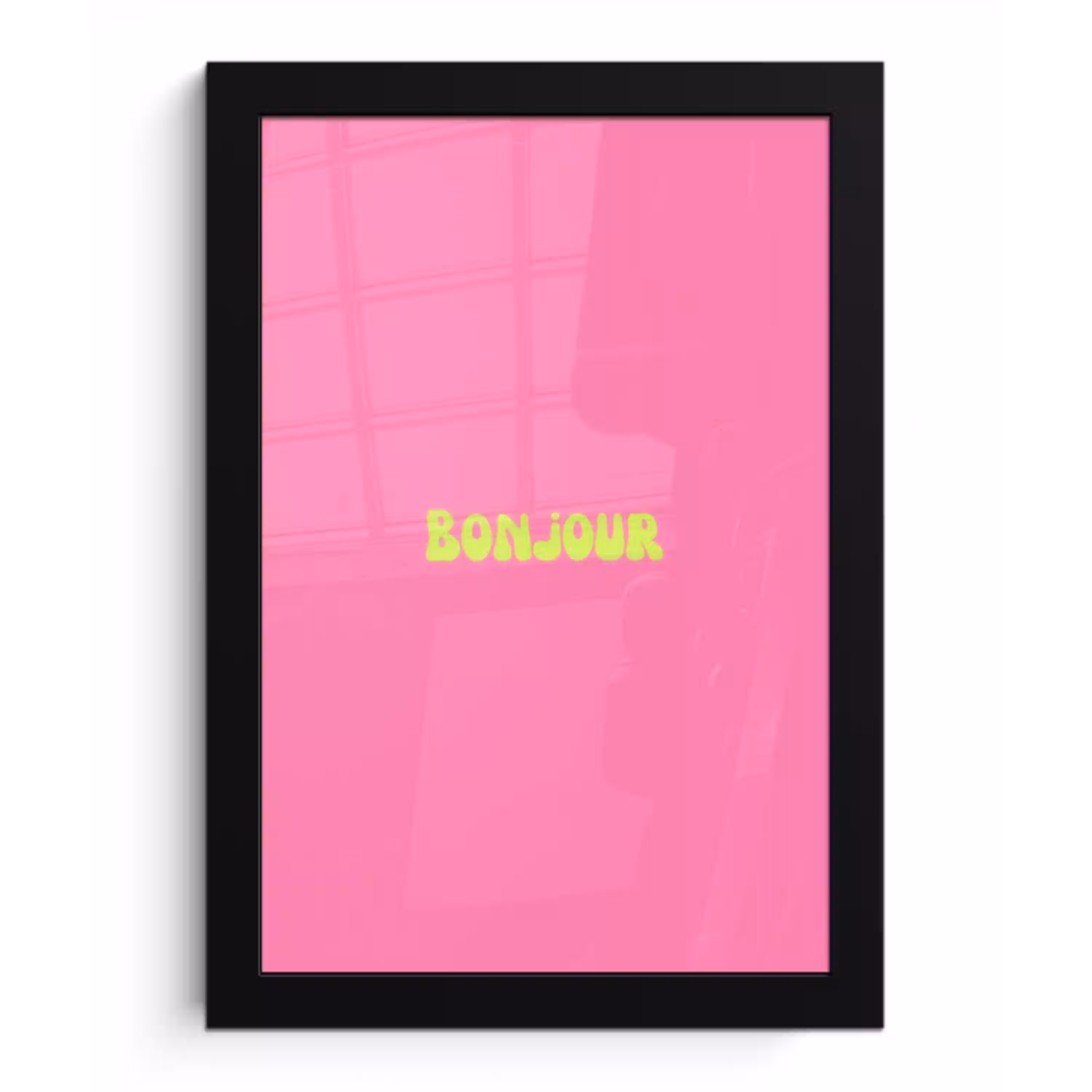 Roze - Groene bonjour - Organisch fotolijst zwart zonder passe partout klein -3d