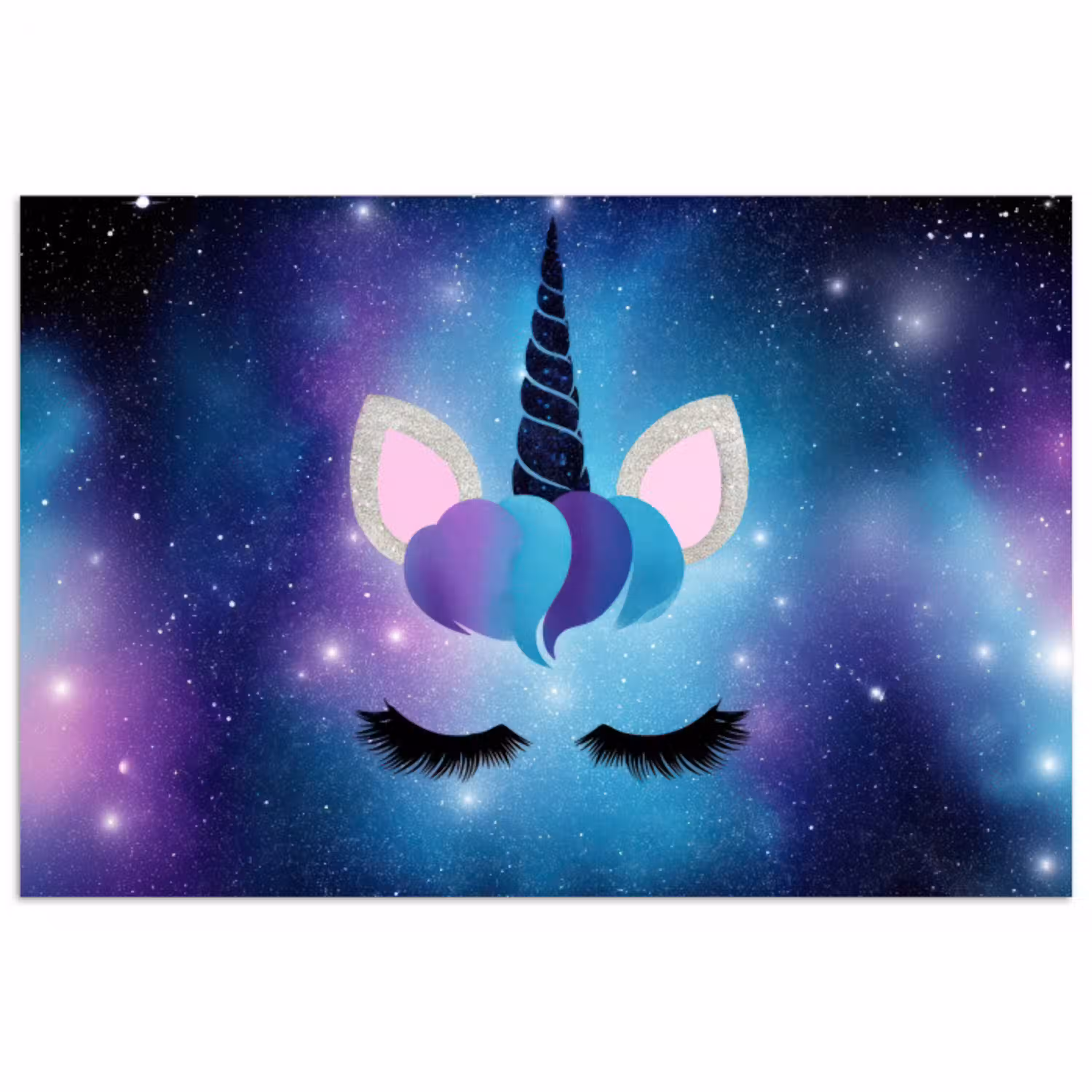 Eenhoorn - Sterren - Magisch - Blauw poster papier klein -3d