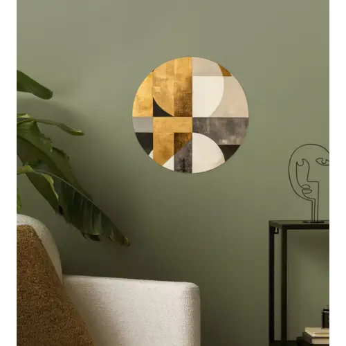 Abstract - Goud - Grijs - Vormen - Geometrisch Wandcirkel behangsticker klein -sfeer2
