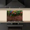 Bloemen - Muur - Groen - Oranje keuken achterwand spatscherm klein -sfeer1