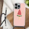 Watermeloen - Ijsje - Pitjes - Rood Hoesje iPhone 16 Pro Max met koord klein -sfeer4