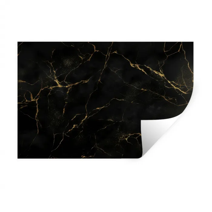 Zwart marmer - Gouden aders - Klassiek Muursticker klein -3d