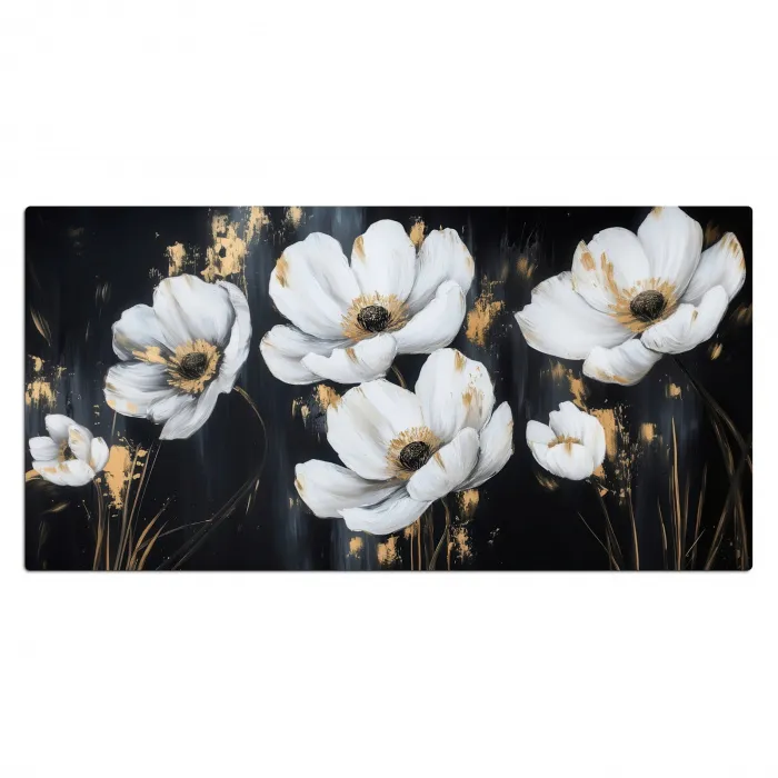 Bloemen - Wit - Abstract Muismat XXL klein -3d_leeg