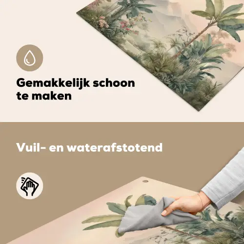 Tropisch landschap - palmbomen - Bloemen - Roze lucht Inductie beschemer met haakjes middel -ky-schoon-nl