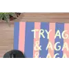 Try again - Strepen - Roze - Verticaal - Blauw muismat rubber klein -closeup