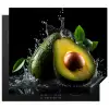 Avocado - Groente - Bladeren - Water - Zwart - Groen Inductie beschermer vinyl 3mm middel -3d