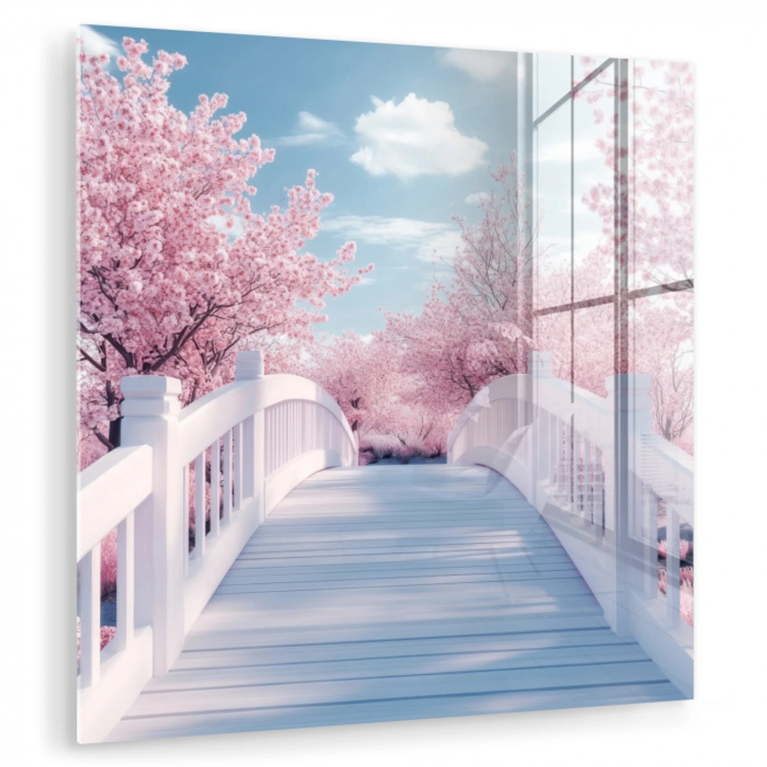 Brug - Kersenbomen - Wit plexiglas 5mm klein -zzzproduct_nieuw