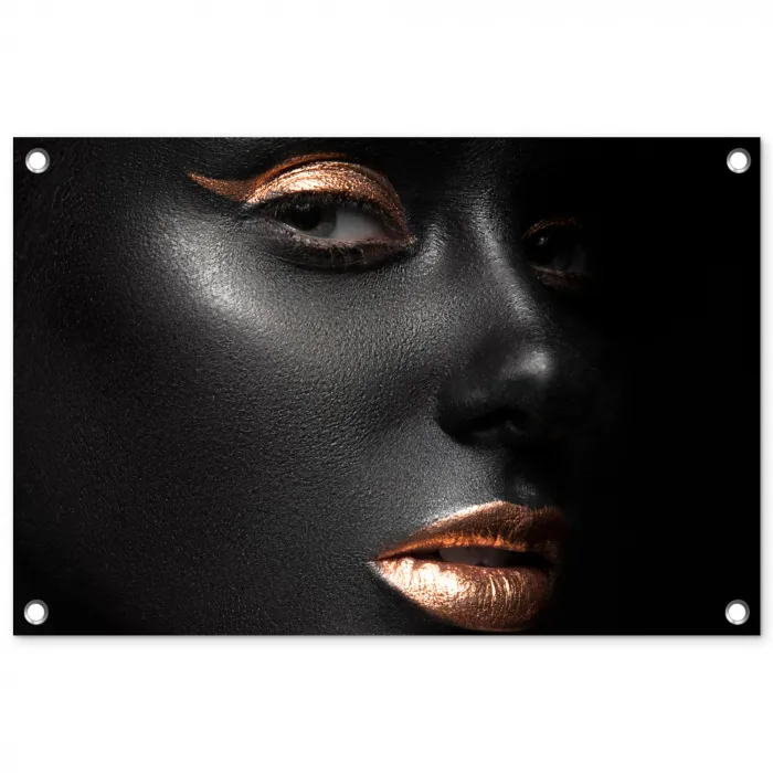 Vrouw - Make-up - Koper - Zwart tuinposter los doek klein -3d