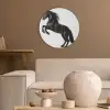 Zwart - Paard - Portret Akoestische PET Vilt - Rond klein -sfeer1
