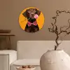 Hond - Oranje - Roos - Valentijn Wandcirkel plexiglas klein -sfeer1