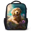 Puppy - Bloemenkrans - Vlinder - Hond - Golden retriever Rugzak - Zwart middel -3d