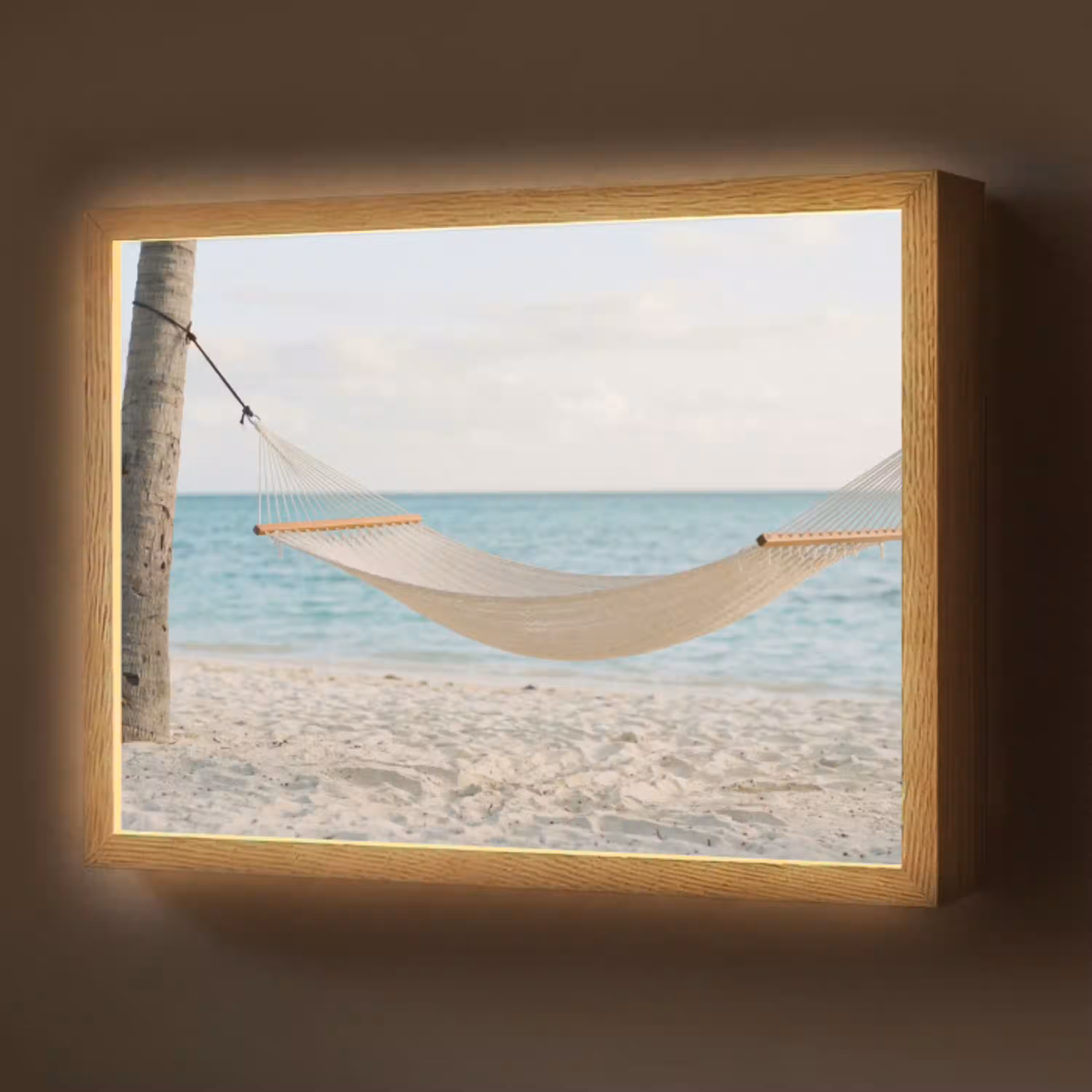 Hangmat - Strand - Wit Light Box met batterij (Wandlamp) middel -z3d_website