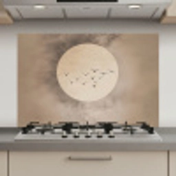 Vogel - Beige - Japandi keuken achterwand spatscherm klein -3d_website
