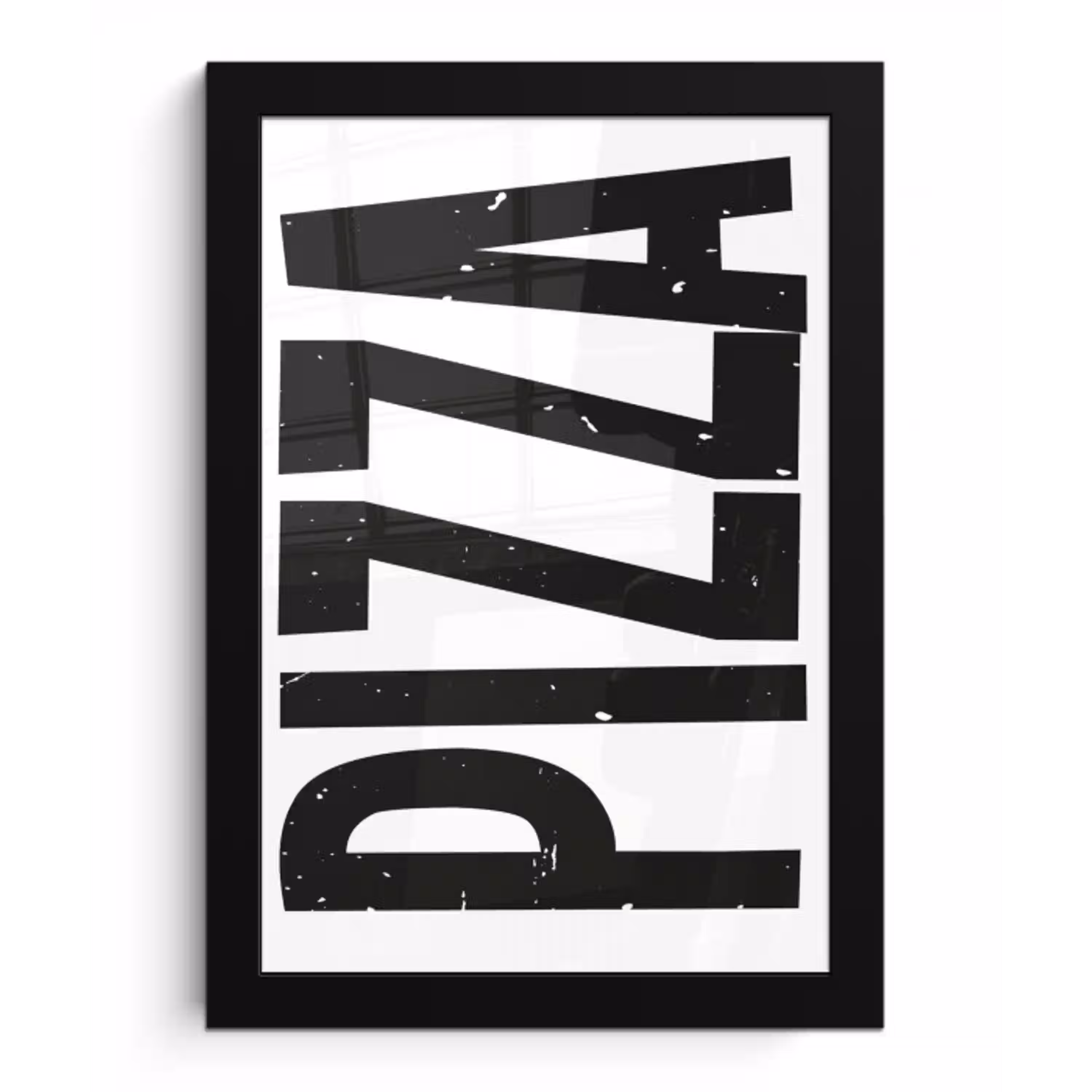 Pizza - Japandi - Decoratie - Vintage fotolijst zwart zonder passe partout klein -3d