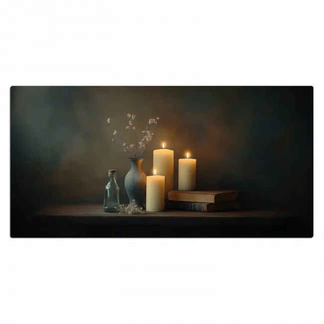 Kaarsen - Stilleven - Rustiek - Boeken Muismat XXL klein -3d_leeg