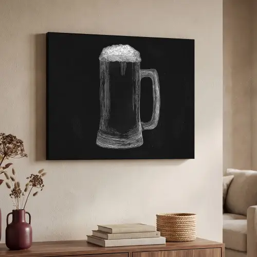 Bierpul - Schuim - Krijttekening Textielframe zwart klein -sfeer3