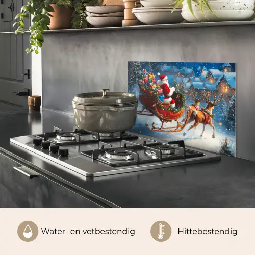 Kerstman - Rendier - Kerst - Sneeuw keuken achterwand spatscherm klein -usp_NL