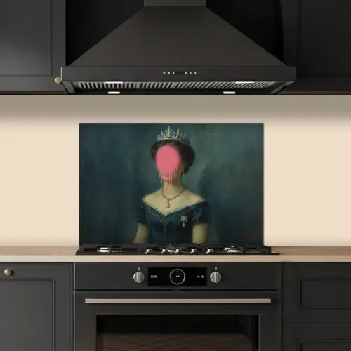 Kroon - Roze druipend verf - Portret keuken achterwand spatscherm klein -sfeer1