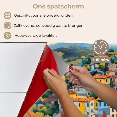 Dorp - Heuvels - Landschap - Bomen keuken achterwand spatscherm klein -spatscherm_NL