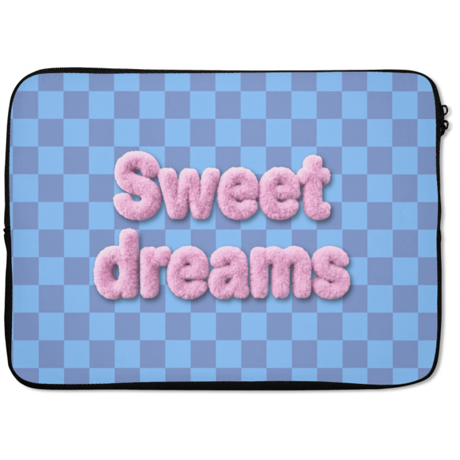 Sweet dreams - Vierkanten - Roze - Blauw laptophoes neopreen klein -zkaufland3dotto
