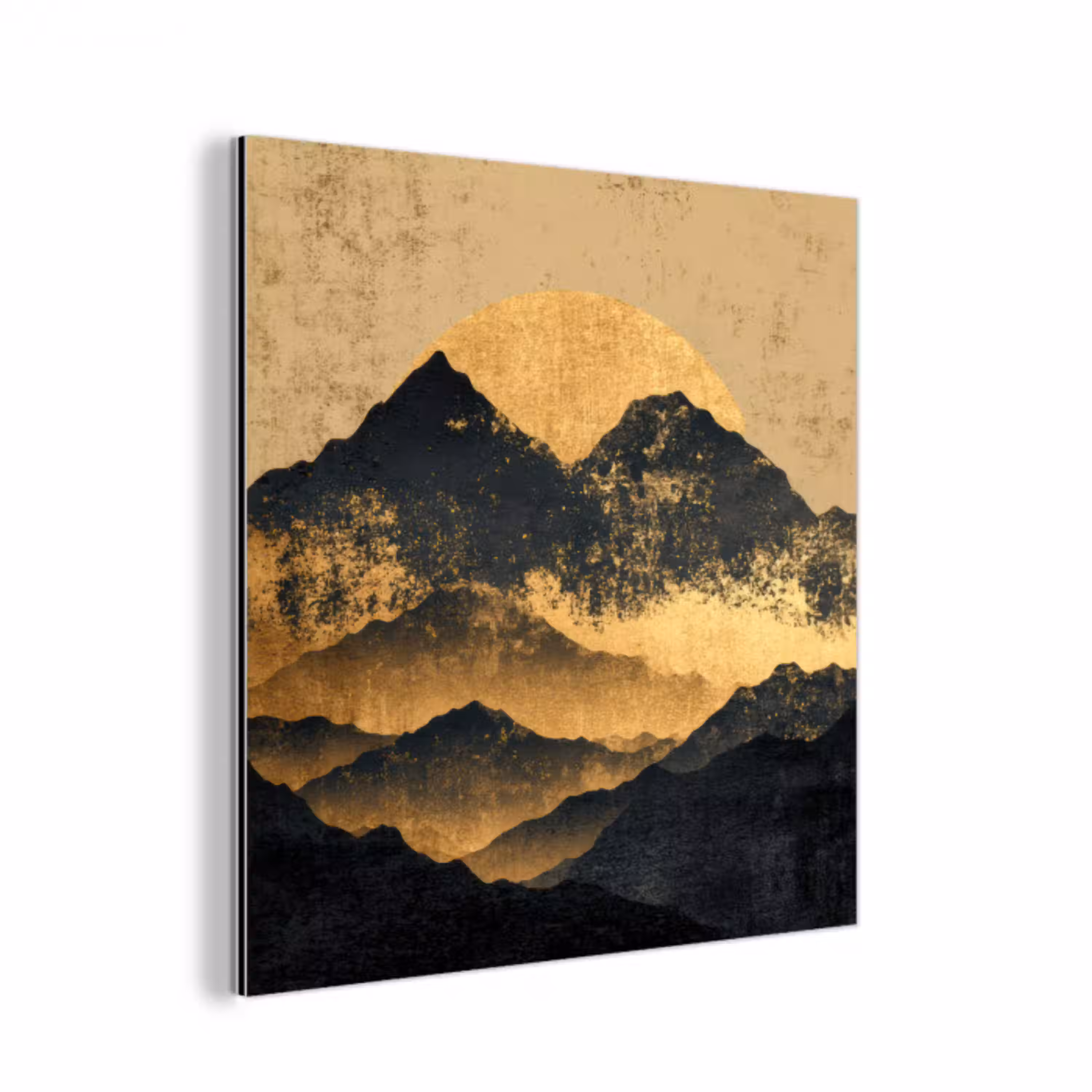 Gouden Bergen bij Maanlicht aluminium wit klein -3d