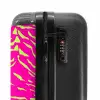 Felroze tijgerprint met limoengroene strepen NBS - Handbagage koffer - Volwassenen Unisex middel -slot
