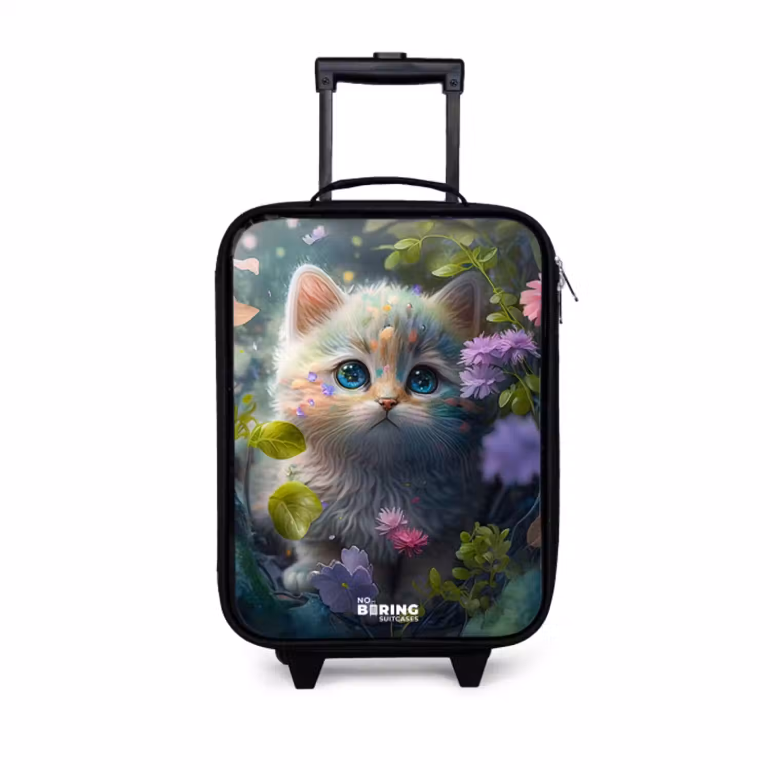 Kinderkoffer - Zwart - Kitten verstopt achter bloemen