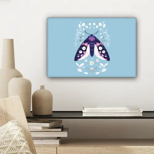Bladeren - Wit - Vlinder - Insect canvas 2cm klein -sfeer6