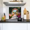 Doorkijk - Bloemen - Tropisch - Kleurrijk Inductie beschemer met haakjes middel -sfeer2