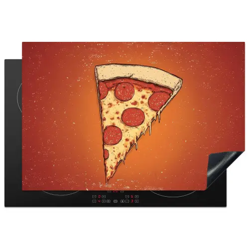 Pizza - Kaas - Rood - Pepperoni Inductie beschermer vinyl 3mm klein -3d