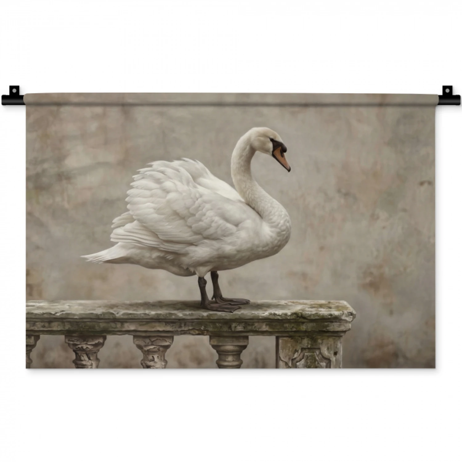 Zwaan - Elegant - Dieren - Wit Wandkleed katoen klein -zz3d