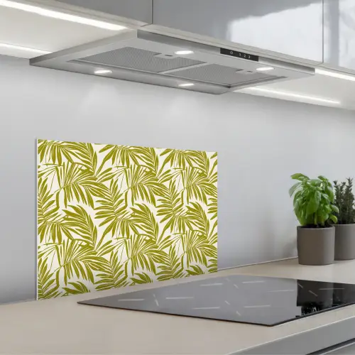 Palmblad - Patroon - Groen keuken achterwand spatscherm klein 900 -3d_schuin