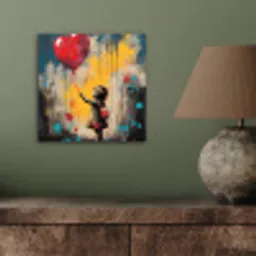 Meisje - Ballon - Hart - Graffiti aluminium wit klein -sfeer2