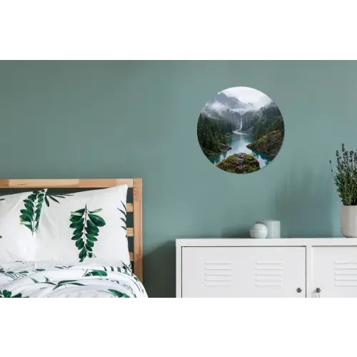 Waterval - Bomen - Bergen Wandcirkel aluminium klein -slaapkamer
