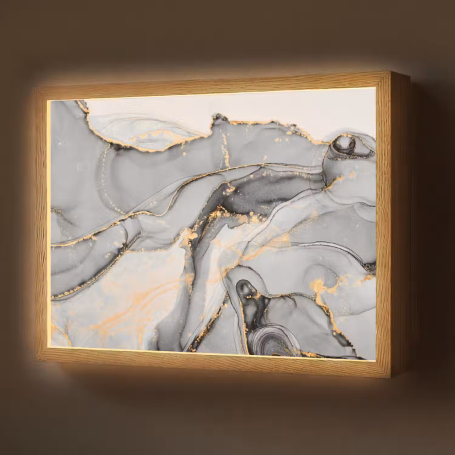 Lightbox - Wandlamp - Marmer - Goud - Grijs