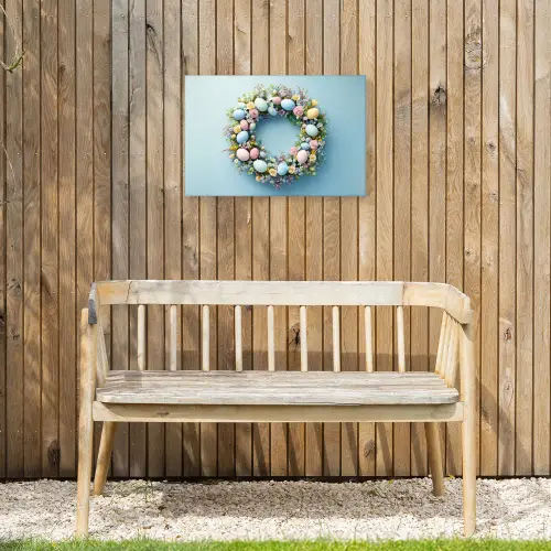 Krans - Eieren - Bloemen Tuinposter op houten frame 2 cm dik klein -sfeer4