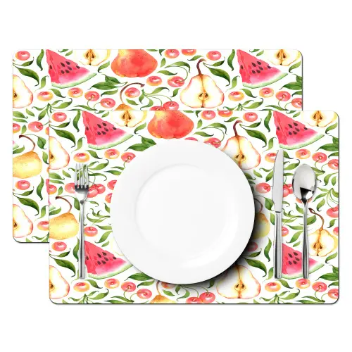 Fruit - Watermeloen - Kersen - Peer Placemat vinyl groot 368 -zzsfeer2_Kitchenyeah-website