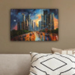 Auto - Skyline - Zon - Blauw canvas 2cm klein -sfeer3