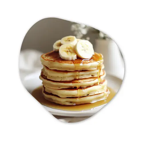 Pannenkoeken - Banaan - Siroop - Wit - Beige Wandcirkel Organisch Plexiglas middel -3d