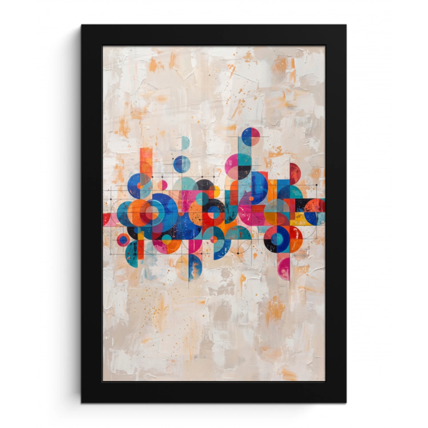 Kunst - Geometrisch - Abstract - Kleurrijk fotolijst zwart zonder passe partout klein -3d
